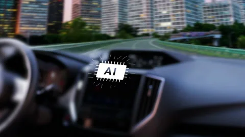Self-driving car with artificial intelligence Stock Footage 179504675