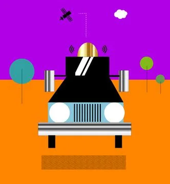 A self driving car on autopilot tech Stock Illustration