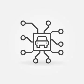 Self-driving Car Chip line icon. Autopilot vector sign Stockillustratie