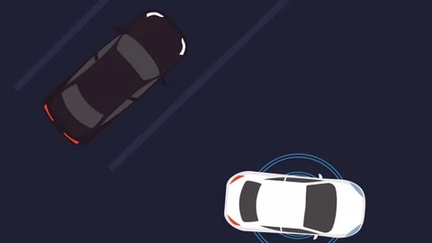 Self driving car concept : automatic car parking animation with parking sensors Stock Footage 241073026