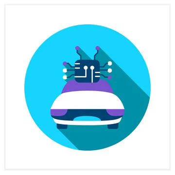 Self-driving car flat icon Stock Illustration