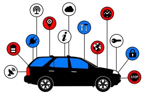 Self driving car Stock Illustration