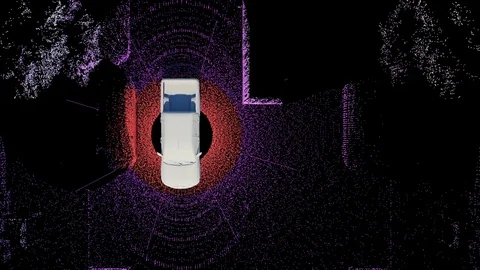 Self-driving car with LIDAR sensor Stock Footage
