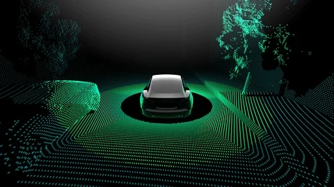 Self driving car with lidar technology Video stock 87065376