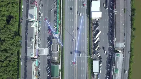 Self Driving Car Moving Through City. Concept: Artificial Intelligence  Stock Footage 133344759