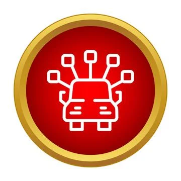 Self driving car with sensor network icon イラスト素材
