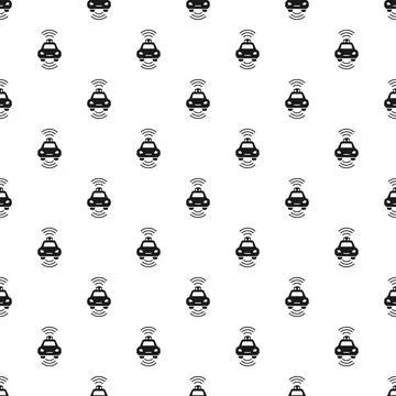 Self driving car technology seamless pattern on white background Stock Illustration