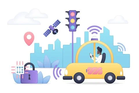 Self Driving Car Technology Volumetric Concept 스톡 일러스트