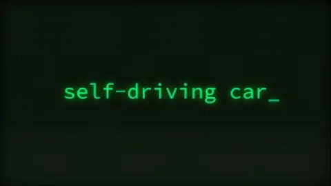 Self-Driving Car, Typing Text, Retro Computer Screen Stock Footage 270721366