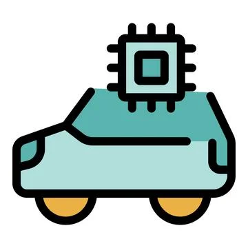 Self driving car using microchip processing power for navigation Ilustração Stock