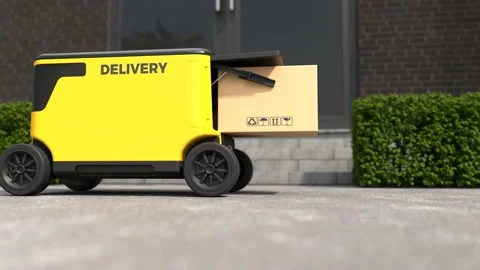 Self-driving delivery, The robot is delivering the goods Видео 234982887