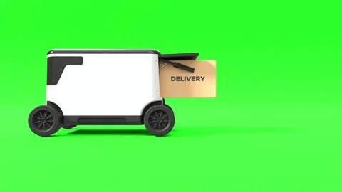 Self-driving delivery, The robot is delivering the goods Stock Footage 235676302