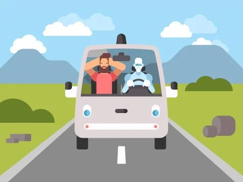 Self driving intelligent driverless car Stock Illustration