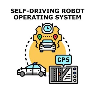 Self driving robot operating system for autonomous navigation Stock Illustration