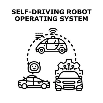 Self driving robot operating system for autonomous vehicles 库存插图