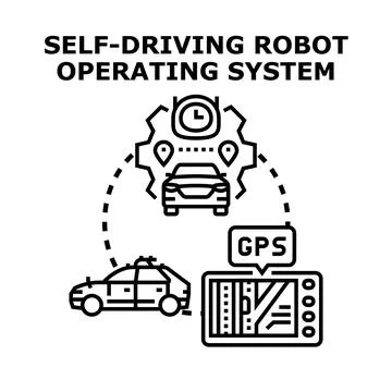 Self driving robot operating system for autonomous navigation Stock Illustration