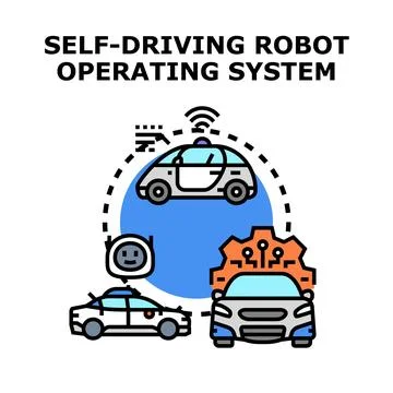 Self driving robot operating system for autonomous vehicles Stock Illustration