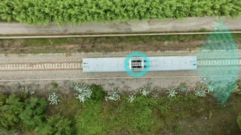 Self driving train artificial intelligence control system technology 스톡 동영상 243601927