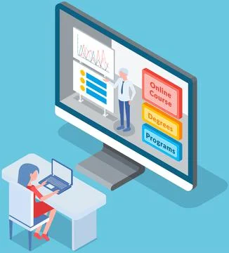 Self education, study and gain new knowledge. Student sitting at table working 스톡 일러스트