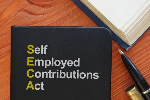 Self Employed Contributions Act SECA is shown on the business photo Stock Photos