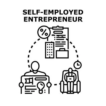 Self employed entrepreneur developing business and strategy Stock Illustration