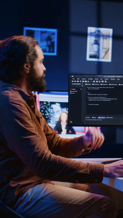 Self employed IT specialist starting job shift in apartment Stock Footage 264512167
