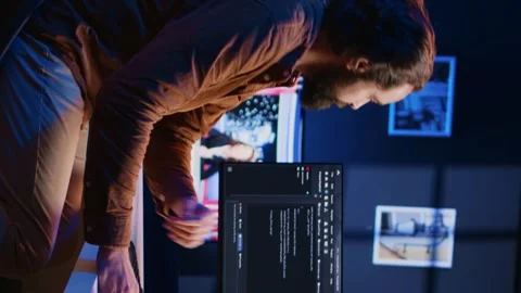 Self employed IT specialist starting job shift in apartment Stock Footage 265108523