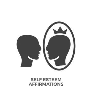 Self Esteem Affirmations Glyph Vector Icon. Stock Illustration