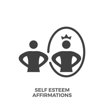 Self Esteem Affirmations Glyph Vector Icon. Stock Illustration