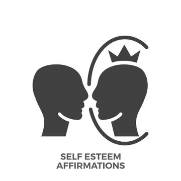 Self Esteem Affirmations Glyph Vector Icon. Illustrazione stock