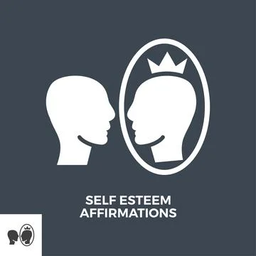 Self Esteem Affirmations Glyph Vector Icon. Illustrazione stock