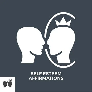 Self Esteem Affirmations Glyph Vector Icon. Stock Illustration