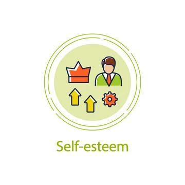Self esteem building concept line icon Stock Illustration