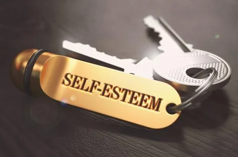 Self-Esteem - Bunch of Keys with Text on Golden Keychain Stock Illustration