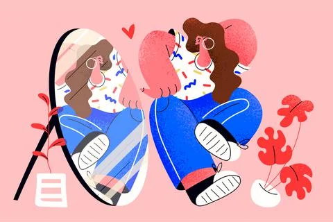 Self esteem, confidence, self love concept Stock Illustration