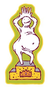 Self Esteem king with a hands crown stands on the pedestal Illustrazione stock