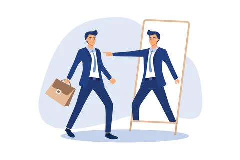 Self esteem or self care, believe in yourself improving confident, respect in Stock Illustration