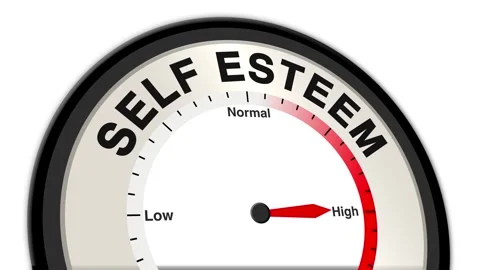 Self esteem Text or Word Level Low Normal High - Barometer or Tachometer Stock Footage 308321654