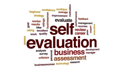 Self evaluation animated word cloud, text design animation. Stock Footage 81312548