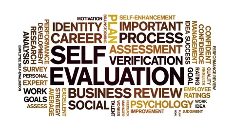 Self Evaluation animated word cloud,animation kinetic typography seamless loop. Stock Footage 271235835