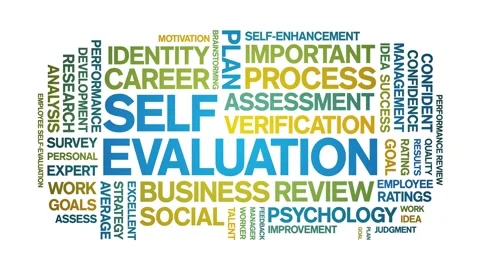 Self Evaluation animated word cloud,animation kinetic typography seamless loop. Stock Footage 271235859