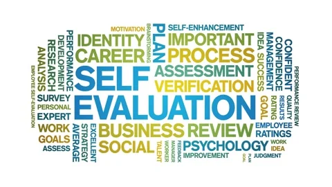 Self Evaluation animated word cloud,animation kinetic typography seamless loop. Stock Footage 271235865