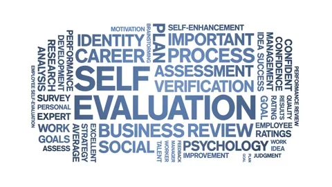 Self Evaluation animated word cloud,animation kinetic typography seamless loop. Stock Footage 271235886