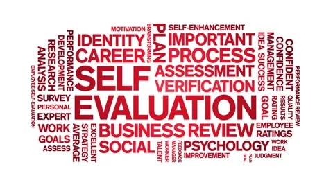 Self Evaluation animated word cloud,animation kinetic typography seamless loop. Stock Footage 271235949