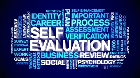 Self Evaluation animated word cloud,animation kinetic typography seamless loop. Stock Footage 271236193