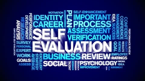 Self Evaluation animated word cloud,animation kinetic typography seamless loop. Stock Footage 271236221