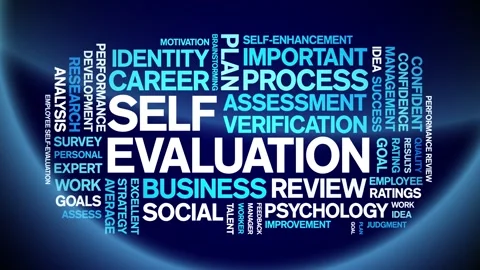 Self Evaluation animated word cloud,animation kinetic typography seamless loop. Stock Footage 271236348