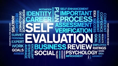 Self Evaluation animated word cloud,animation kinetic typography seamless loop. Stock Footage 271236388