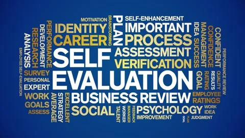 Self Evaluation animated word cloud,animation kinetic typography seamless loop. Stock Footage 271236512