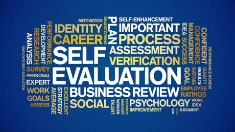 Self Evaluation animated word cloud,animation kinetic typography seamless loop. Stock Footage 271236613